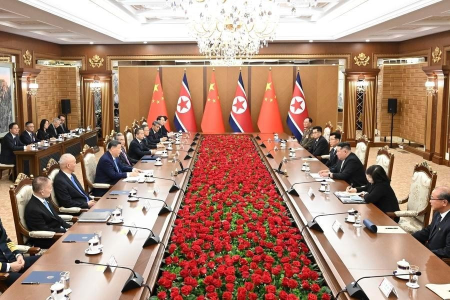Quang cảnh cuộc hội đàm Triều Tiên và Trung Quốc. Ảnh: Tân Hoa Xã hoi-dam-trung-trieu-tien.jpg