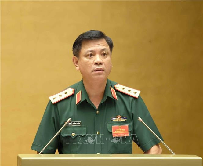 Thượng tướng Nguyễn Trường Thắng, Ủy viên Trung ương Đảng, Thứ trưởng Bộ Quốc phòng trình bày tham luận tại hội nghị. Ảnh: Phương Hoa/TTXVN Thượng tướng Nguyễn Trường Thắng, Ủy viên Trung ương Đảng, Thứ trưởng Bộ Quốc phòng trình bày tham luận tại hội nghị. Ảnh: Phương Hoa/TTXVN