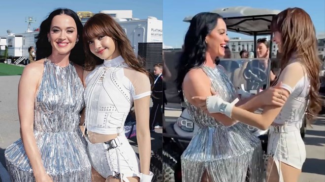 Katy Perry hội ngộ Lisa (Blackpink) tại hậu trường khai mạc World Cup 2026. Ảnh cắt từ video