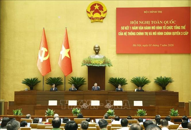 Tổng Bí thư, Chủ tịch nước Tô Lâm cùng các đồng chí lãnh đạo chủ chốt và Trưởng Ban Tổ chức Trung ương chủ trì Hội nghị. Ảnh: Thống Nhất/TTXVN Tổng Bí thư, Chủ tịch nước Tô Lâm cùng các đồng chí lãnh đạo chủ chốt và Trưởng Ban Tổ chức Trung ương chủ trì Hội nghị. Ảnh: Thống Nhất/TTXVN