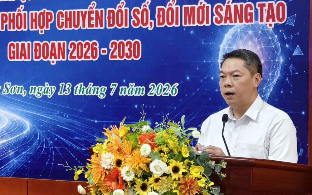 Ông Đoàn Thanh Sơn, Phó Chủ tịch UBND tỉnh Lạng Sơn phát biểu tại buổi lễ - Ảnh: LS 1000054833.jpg