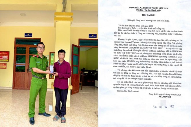 Công an Điện Biên giúp người ở Đồng Nai nhận lại tiền chuyển nhầm
