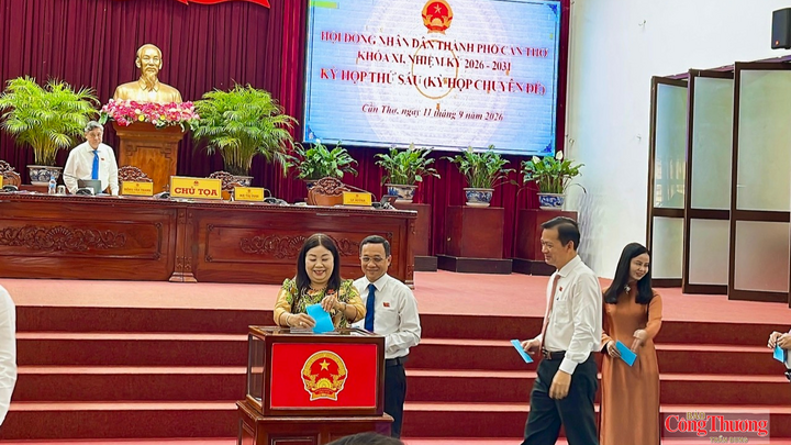 Đại biểu bỏ phiếu bầu Ủy viên UBND TP. Cần Thơ đối với ông Nguyễn Hoàng Anh.