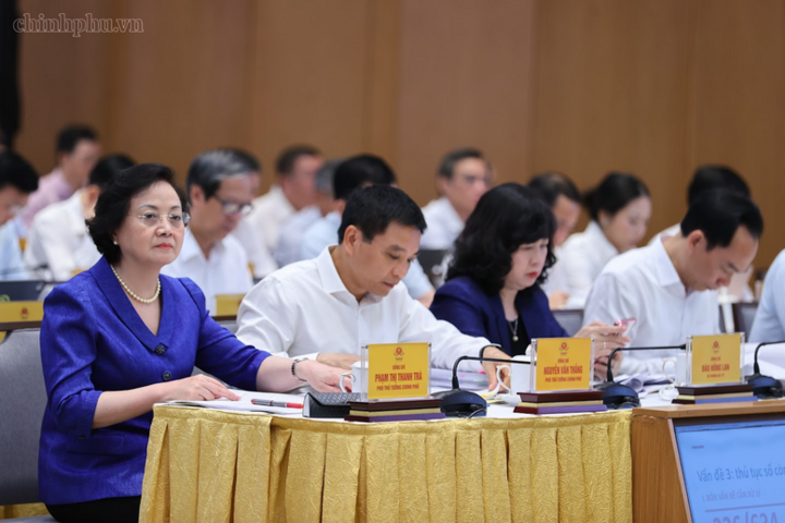 Phó Thủ tướng Phạm Thị Thanh Trà, Phó Thủ tướng Nguyễn Văn Thắng và các đại biểu tham dự phiên họp. Ảnh: Nhật Bắc
