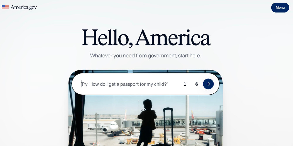 Giao diện trang chủ America.gov khá giống với chatbot phổ biến như ChatGPT, Gemini. Ảnh chụp màn hình. screenshot-2026-09-30-at-102750.jpg