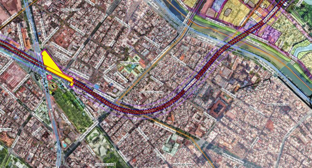 Hướng tuyến Metro số 4 đi ngầm qua trung tâm.  Ảnh: Liên danh tư vấn
