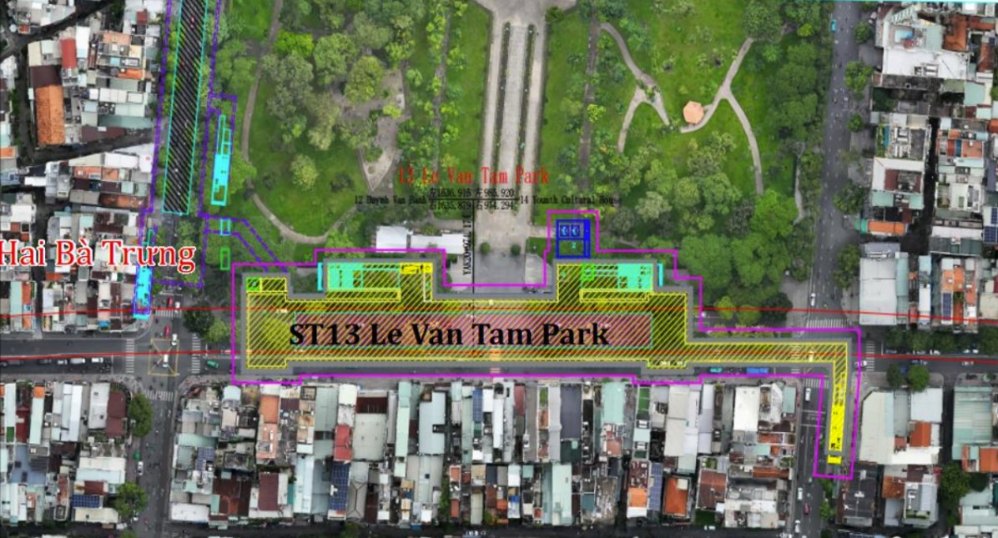 Vị trí ga Lê Văn Tám.  Ảnh: Liên danh tư vấn