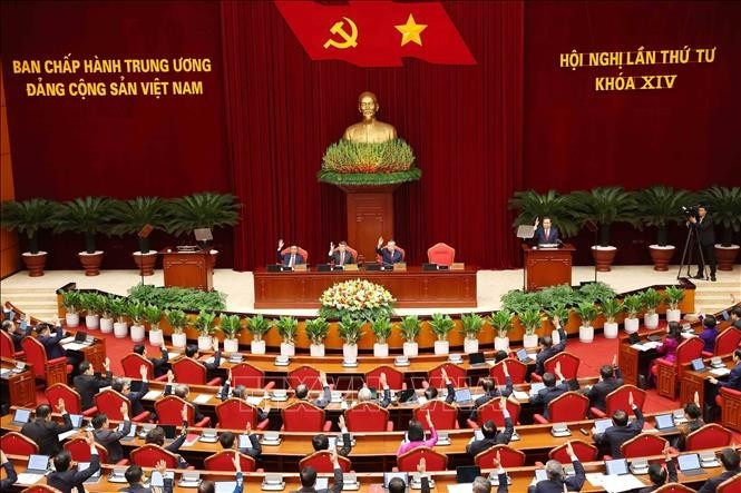 Phiên Khai mạc Hội nghị lần thứ tư Ban Chấp hành Trung ương Đảng khóa XIV. Ảnh: Phương Hoa/TTXVN