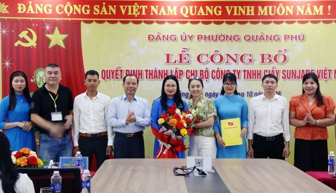 Thành lập chi bộ Đảng tại doanh nghiệp FDI có 8.500 lao động ở Thanh Hóa
