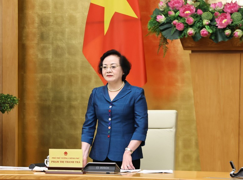 Bí thư Trung ương Đảng, Phó Thủ tướng Phạm Thị Thanh Trà phát biểu tại Hội nghị. Ảnh: CP