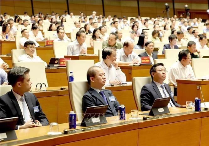 Các đại biểu dự hội nghị tại điểm cầu Trung tâm - Phòng họp Diên Hồng, Nhà Quốc hội (Hà Nội). Ảnh: TTXVN