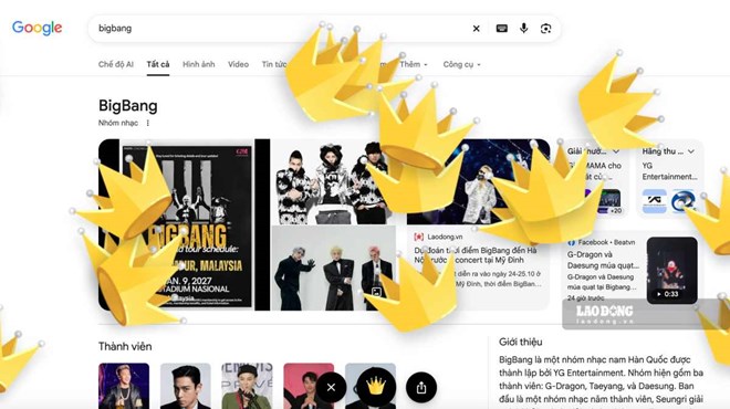 Hiện tượng lạ khi tìm kiếm từ khóa BigBang trên Google